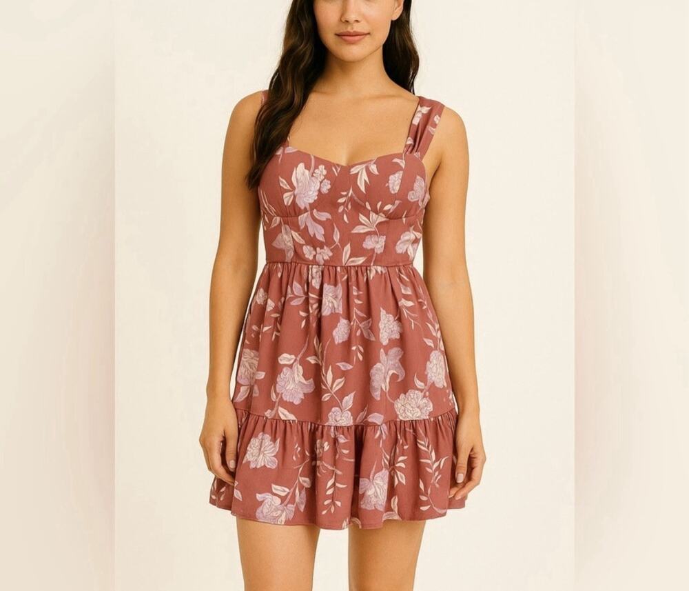 Band of the Free Floral Sundress Women's Size Large Mauve Pink Fit & Flare